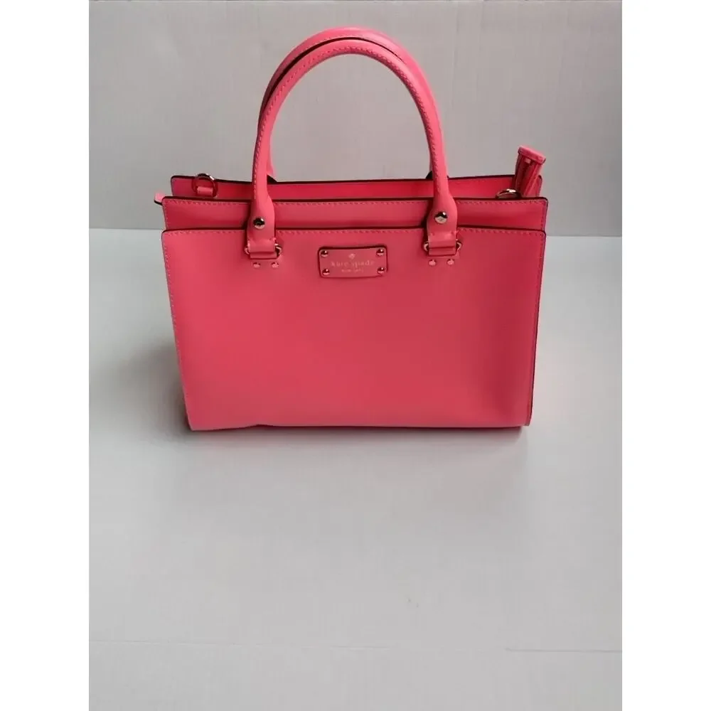Kate Spade NY NEW Wellesley Quinn Pink Leather Satchel Crossbody Handbag Purse